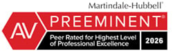 Martindale-Hubbell | AV Preeminent Peer Rated for Highest Level of Professional Excellence 2026